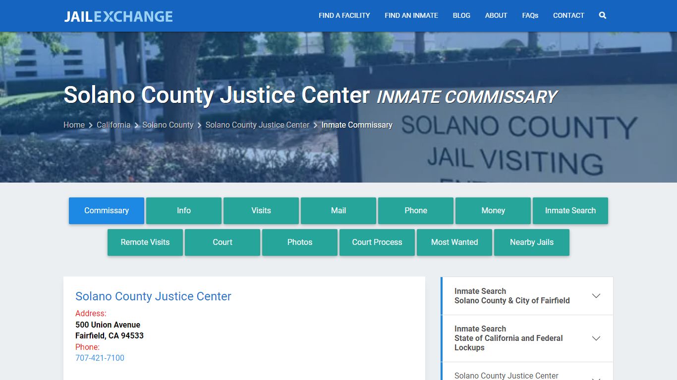 Solano County Justice Center Inmate Commissary - Jail Exchange